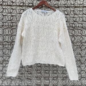 Vintage 90s airy lacy knit cream sweater